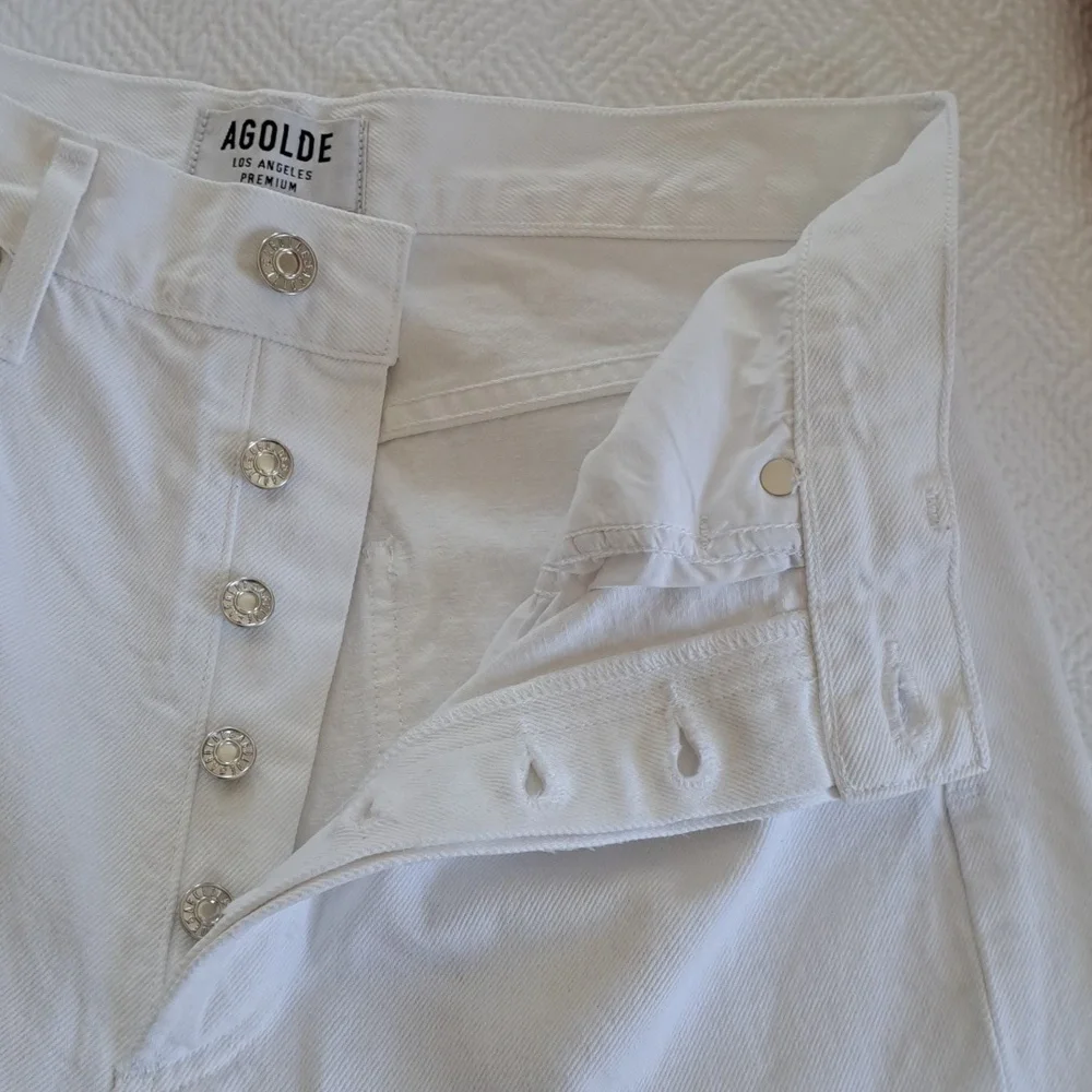 Agolde Los Angeles‎ Womens Lana 100% Cotton Frayed White Straight Ankle Jeans 29 - Picture 4 of 8